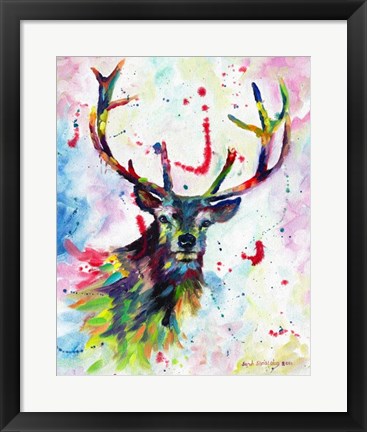 Framed Color Stag Print