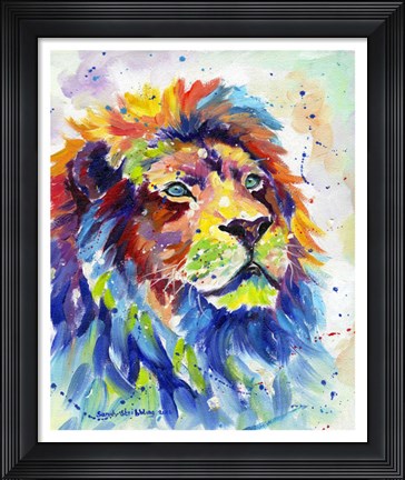 Framed Colorful African Lion Print