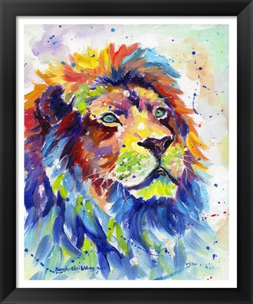 Framed Colorful African Lion Print