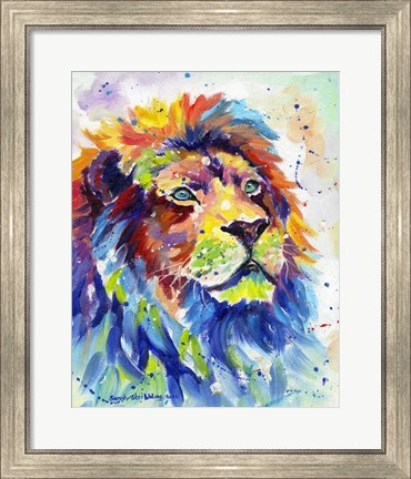 Framed Colorful African Lion Print