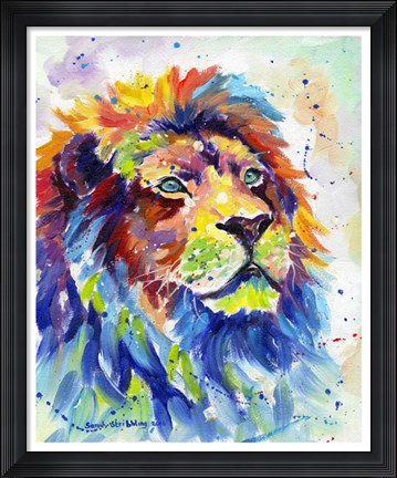 Framed Colorful African Lion Print