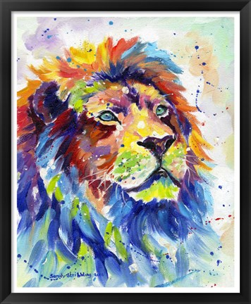 Framed Colorful African Lion Print