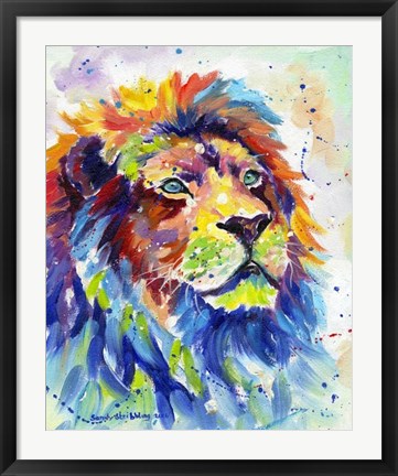 Framed Colorful African Lion Print