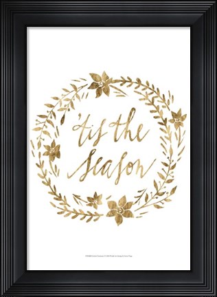 Framed Golden Christmas I Print
