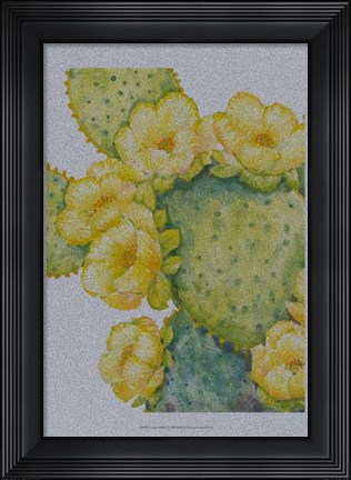 Framed Cactus on Silver I Print