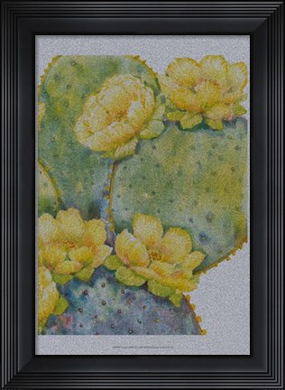 Framed Cactus on Silver II Print