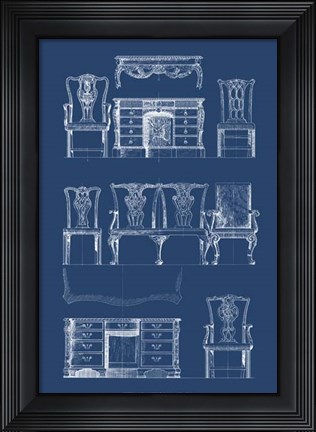 Framed Furniture Blueprint I Print