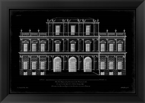Framed Vintage Facade Blueprint I Print