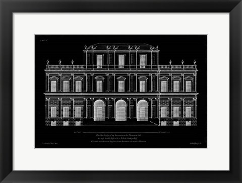 Framed Vintage Facade Blueprint I Print