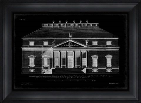 Framed Vintage Facade Blueprint II Print