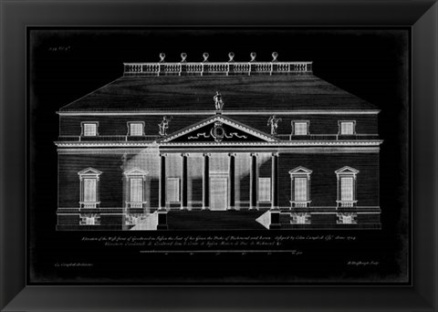 Framed Vintage Facade Blueprint II Print