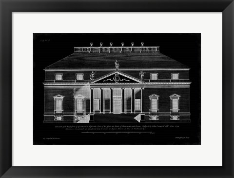 Framed Vintage Facade Blueprint II Print