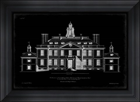 Framed Vintage Facade Blueprint III Print