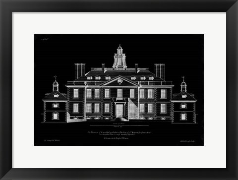 Framed Vintage Facade Blueprint III Print