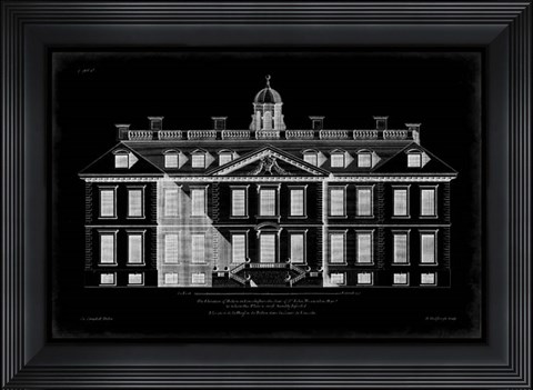 Framed Vintage Facade Blueprint IV Print