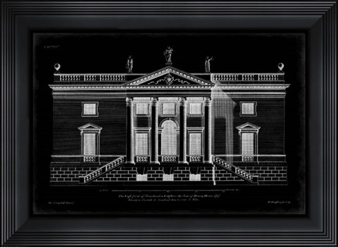 Framed Vintage Facade Blueprint V Print