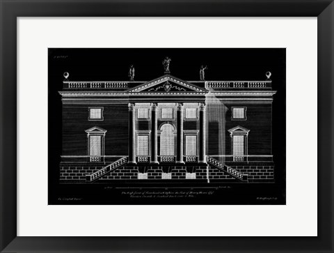 Framed Vintage Facade Blueprint V Print