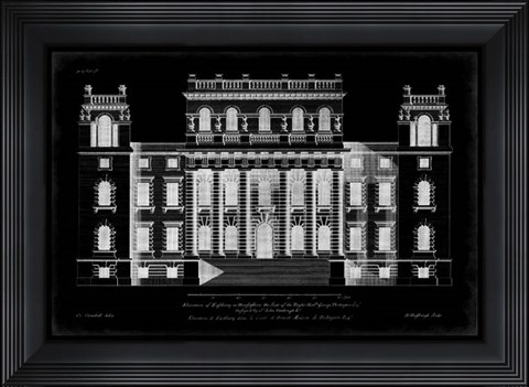 Framed Vintage Facade Blueprint VI Print