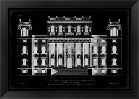 Framed Vintage Facade Blueprint VI Print