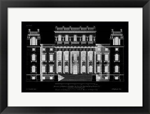 Framed Vintage Facade Blueprint VI Print