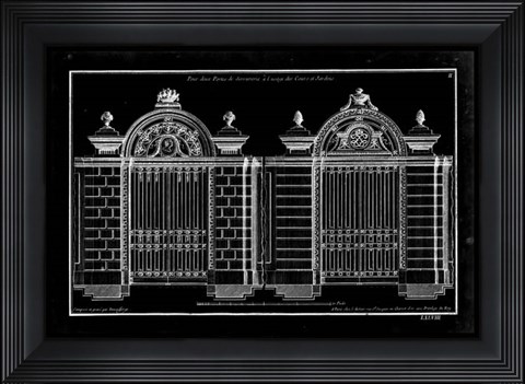 Framed Neufforge Gate Blueprint I Print