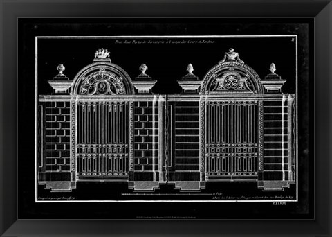Framed Neufforge Gate Blueprint I Print