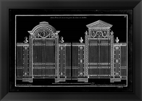 Framed Neufforge Gate Blueprint II Print