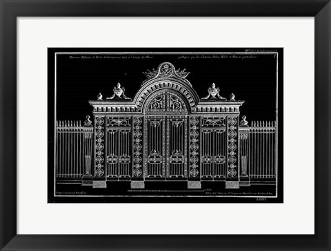 Framed Neufforge Gate Blueprint III Print