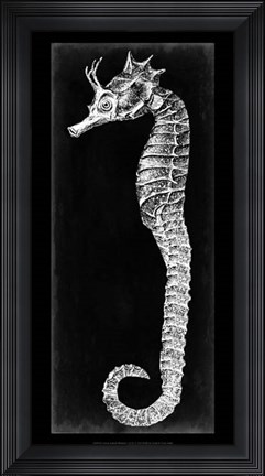 Framed Seahorse Blueprint I Print