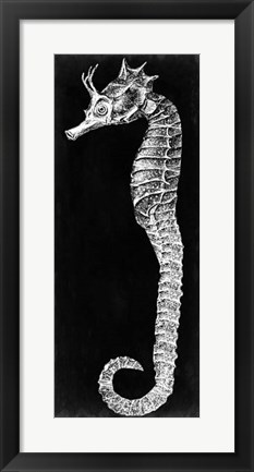 Framed Seahorse Blueprint I Print
