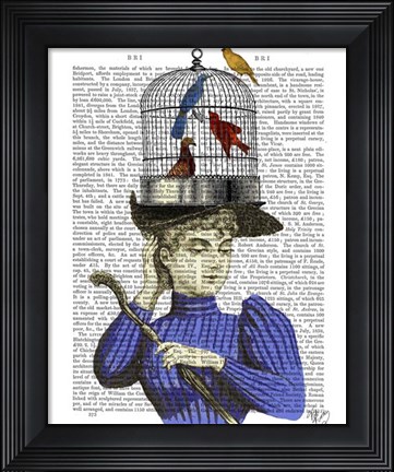 Framed Woman with Birdcage Hat Print