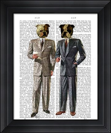 Framed Bulldogs in Suits Print