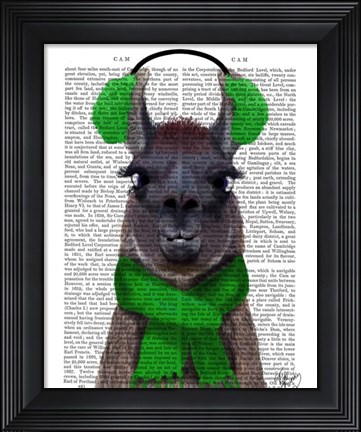 Framed Chilly Llama, Green Print