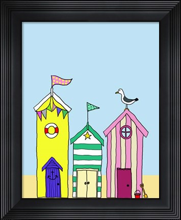 Framed Beach Huts 1 Print