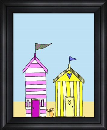 Framed Beach Huts 3 Print