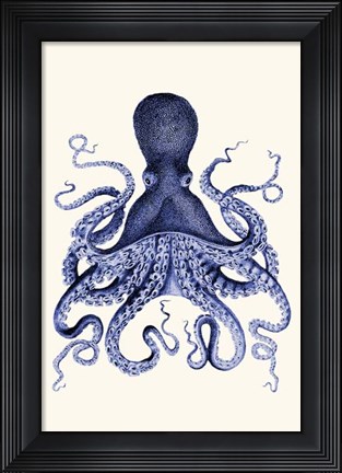 Framed Blue Octopus 3 Print