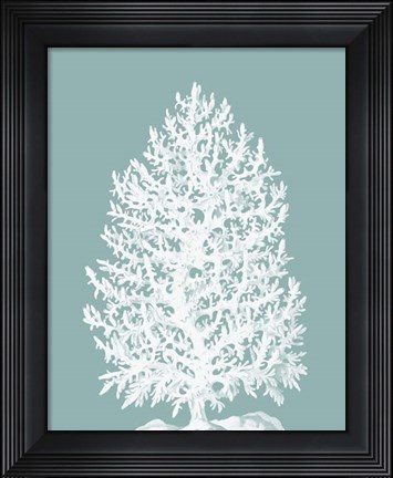 Framed Coral Tree on Mist Blue/Green Print