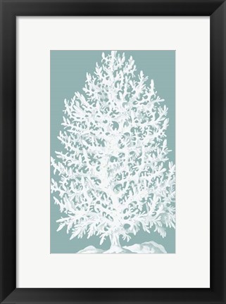 Framed Coral Tree on Mist Blue/Green Print