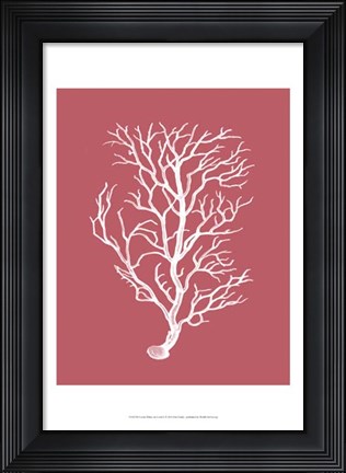 Framed Corals White on Coral b Print