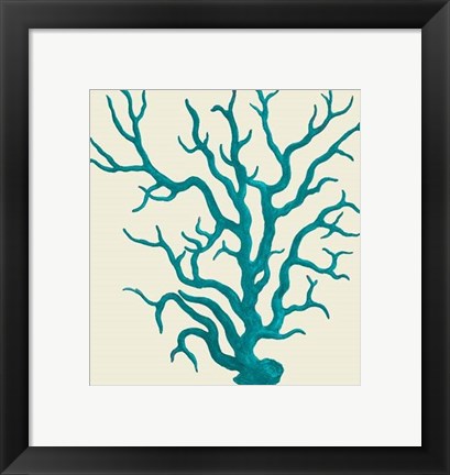 Framed Corals Turquoise On Cream a Print
