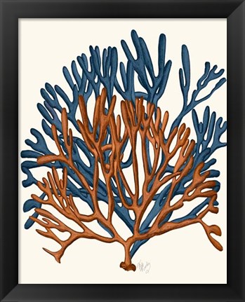 Framed Blue and Orange Corals a Print