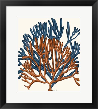 Framed Blue and Orange Corals a Print