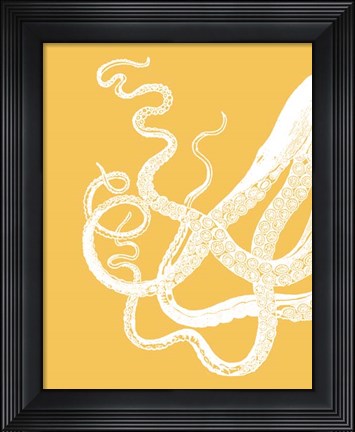Framed Octopus Tentacles White On Mustard Print