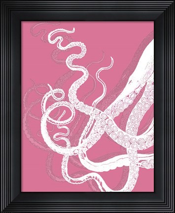 Framed Octopus Tentacles White On Pink Print