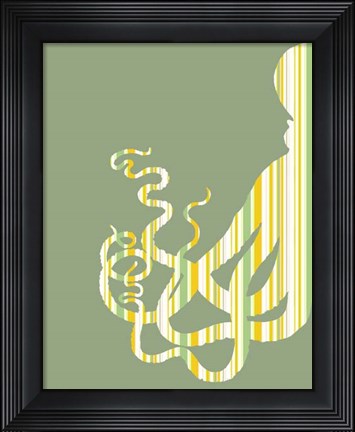 Framed Octopus Striped on Green Print