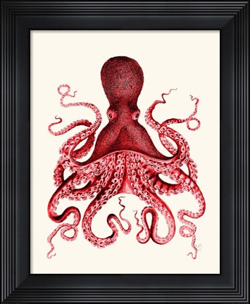 Framed Red Octopus 3 Print
