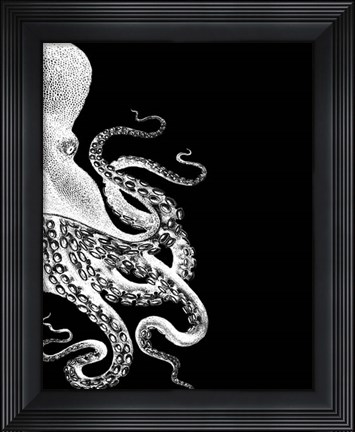 Framed Octopus Black and White b Print