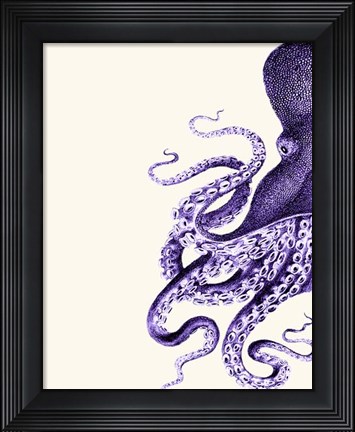 Framed Octopus Purple and Cream a Print