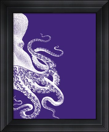 Framed Octopus Purple and Cream b Print