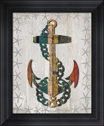 Framed Distressed Wood Style Anchor 1 Print
